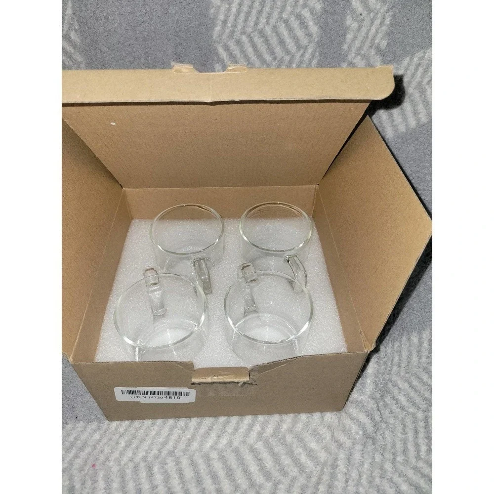Drinking Glasses Set Of 4 Clear Class With Handle